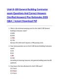 Utah B-100 General Building Contractor exam Questions And Correct Answers &lpar;Verified Answers&rpar; Plus Rationales 2026 Q&A &vert; Instant Download Pdf