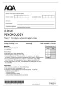 AQA A LEVEL PSYCHOLOGY PAPER 1 QP MAY JUNE 2025