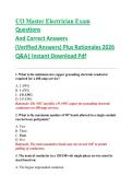 CO Master Electrician Exam Questions And Correct Answers &lpar;Verified Answers&rpar; Plus Rationales 2026 Q&A&vert; Instant Download Pdf