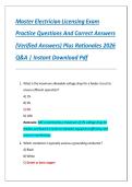 Master Electrician Licensing Exam Practice Questions And Correct Answers &lpar;Verified Answers&rpar; Plus Rationales 2026 Q&A &vert; Instant Download Pdf