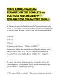 NCLEX ACTUAL EXAM 2026 EXAMINATION TEST COMPLETE 180 QUESTIONS AND ANSWERS WITH EXPLANATIONS GUARANTEED TO PASS