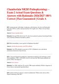 Chamberlain NR283 Pathophysiology &ndash; Exam 2 Actual Exam Questions & Answers with Rationales 2026&sol;2027 100&percnt; Correct &vert; Pass Guaranteed &vert; Grade A