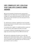 WJEC CRIMINOLOGY UNIT 4 2026 EXAM STUDY GUIDE WITH COMPLETE VERIFIED ANSWERS