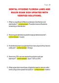 DENTAL HYGIENE FLORIDA LAWS AND RULES EXAM 2026 UPDATED WITH VERIFIED SOLUTIONS&period;