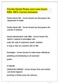 Florida Dental Rules and Laws Exam With 100- Correct Answers 