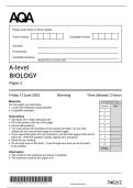 AQA A LEVEL BIOLOGY PAPER 2 QP MAY JUNE 2025