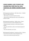 WONGS NURSING CARE OF INFANTS AND CHILDREN FINAL PAPER 2026 FULL EXAM QUESTIONS AND VERIFIED ANSWERS GRADED A&plus;
