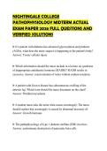 NIGHTINGALE COLLEGE PATHOPHYSIOLOGY MIDTERM ACTUAL EXAM PAPER 2026 FULL QUESTIONS AND VERIFIED SOLUTIONS