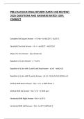 PRE-CALCULUS FINAL REVIEW &lpar;MATH 418 REVIEW&rpar; 2026 QUESTIONS AND ANSWERS RATED 100&percnt; CORRECT