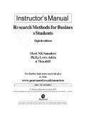 Research Methods for Business Students 8th Edition &ndash; Complete Instructor&rsquo;s Manual & Teaching Guide by Saunders & Lewis