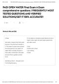 PADI OPEN WATER Final Exam A Exam comprehensive questions &vert; FREQUENTLY MOST TESTED QUESTIONS AND VERIFIED SOLUTIONS&sol;GET IT 100&percnt; ACCURATE&excl;&excl;