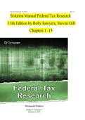 Solution Manual for Federal Tax Research 13th Edition by Sawyers & Gill &vert; Complete Chapters 1-13 &vert; 2024