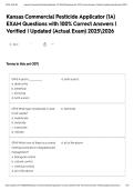 Kansas Commercial Pesticide Applicator &lpar;1A&rpar; EXAM Questions with 100&percnt; Correct Answers &vert; Verified &vert; Updated &lpar;Actual Exam&rpar; 20252026