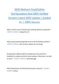 Walmart Food&sol;Safety  Test Questions And 100&percnt; Verified  Answers Latest 2026 Update &vert; Graded  A&plus; &vert; 100&percnt; Success
