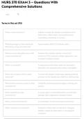 NURS 370 EXAM 3 &ndash; Questions With Comprehensive Solutions