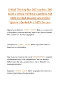 Critical Thinking Nur 200 Hondros&comma; 200  Exam 1 Critical Thinking Questions And  100&percnt; Verified Answers Latest 2026  Update &vert; Graded A&plus; &vert; 100&percnt; Success
