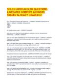 NCLEX UWORLD EXAM QUESTIONS & UPDATED CORRECT ANSWERS PASSED ALREADY GRADED A&plus;