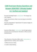 C180 Final Exam Review Questions and  Answers 2026&sol;2027 &vert;Already Graded  A&plus;&vert; Verified and Updated