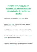 PCB 3233 Immunology Exam 4  Questions and Answers 2026&sol;2027  &vert;Already Graded A&plus;&vert; Verified and  Updated 
