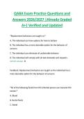 QABA Exam Practice Questions and  Answers 2026&sol;2027 &vert;Already Graded  A&plus;&vert; Verified and Updated