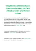 Straighterline Statistics Final Exam  Questions and Answers 2026&sol;2027  &vert;Already Graded A&plus;&vert; Verified and  Updated