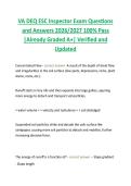 VA DEQ ESC Inspector Exam Questions  and Answers 2026&sol;2027 100&percnt; Pass  &vert;Already Graded A&plus;&vert; Verified and  Updated