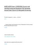 NURS 6035 Exam 4 2025&sol;2026 Correct and  Verified Answered Questions Fall Semester  Actual Exam &lpar;Score A&rpar;-Marquette University