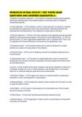 PRINCIPLES OF REAL ESTATE 1 TEST PAPER EXAM QUESTIONS AND ANSWERS GUARANTEE A&plus;