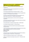 PRINCIPLES OF REAL ESTATE 1 COMPREHENSIVE EXAM QUESTIONS AND ANSWERS GUARANTEE A&plus;