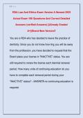 RDA Law And Ethics Exam Version A Newest 2025  Actual Exam 100 Questions And Correct Detailed  Answers &lpar;verified Answers&rpar; &vert;&vert;Already Graded  A&plus;&vert;&vert;Brand New Version&excl;&excl; 