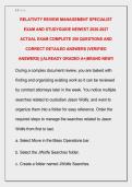 RELATIVITY REVIEW MANAGEMENT SPECIALIST  EXAM AND STUDYGUIDE NEWEST 2026-2027  ACTUAL EXAM COMPLETE 350 QUESTIONS AND  CORRECT DETAILED ANSWERS &lpar;VERIFIED  ANSWERS&rpar; &vert;&vert;ALREADY GRADED A&plus;&vert;BRAND NEW&excl;&excl; 
