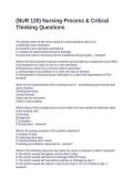 &lpar;NUR 120&rpar; Nursing Process & Critical Thinking Questions - 100&percnt; Correct
