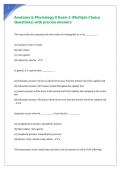 Anatomy & Physiology II Exam 2 &lpar;Multiple Choice Questions&rpar; with precise answers