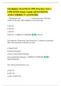 Firefighter HAZMAT OPS Practice Test 1  UPDATED Study Guide QUESTIONS  AND CORRECT ANSWERS 