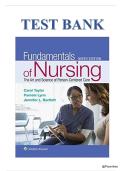 Test Bank -  Fundamentals of Nursing&colon; The Art and Science of Person-Centered Care 9th Edition by Carol R&period; Taylor&comma; Pamela B&period; Lynn&comma; and Jennifer L&period; Bartlett &vert; All Chapters&period;