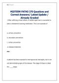Pathophysiology PATHO 370 Midterm Exam&comma; Health Sciences Program&comma; 2024&ndash;2025 &ndash; Practice questions with correct answers &lpar;graded&rpar;