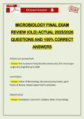MICROBIOLOGY FINAL EXAM REVIEW &lpar;OLD&rpar; ACTUAL 2026 QUESTIONS AND 100&percnt; CORRECT ANSWERS