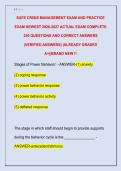 SAFE CRISIS MANAGEMENT EXAM AND PRACTICE  EXAM NEWEST 2026-2027 ACTUAL EXAM COMPLETE  230 QUESTIONS AND CORRECT ANSWERS  &lpar;VERIFIED ANSWERS&rpar; &vert;ALREADY GRADED  A&plus;&vert;&vert;BRAND NEW &excl;&excl;