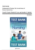 Test Bank - Fundamentals of Nursing&colon; The Art and Science of Person-Centered Care&comma; 10th Edition &lpar;Taylor&comma; 2019&rpar;&comma; Chapter 1-46 &vert; All Chapters