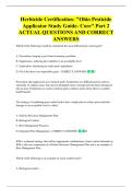 Herbicide Certification- "Ohio Pesticide  Applicator Study Guide- Core" Part 1  UPDATED Study Guide QUESTIONS  AND CORRECT ANSWERS 
