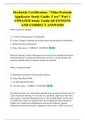 Herbicide Certification- "Ohio Pesticide  Applicator Study Guide- Core" Part 2  ACTUAL QUESTIONS AND CORRECT  ANSWERS