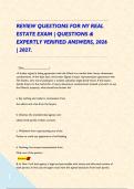 REVIEW QUESTIONS FOR NY REAL ESTATE EXAM &vert; QUESTIONS & EXPERTLY VERIFIED ANSWERS&comma; 2026 &vert; 2027&period;    