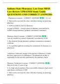Indiana State Pharmacy Law from MPJE  Law Review UPDATED Study Guide  QUESTIONS AND CORRECT ANSWERS 