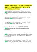 Indiana MPJE 2025 Pharmacy Regulations  Overview ACTUAL QUESTIONS AND  CORRECT ANSWERS 