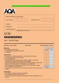 AQA GCSE ENGINEERING Unit 1 Written Paper QP and MS June 2025