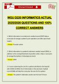 WGU D220 INFORMATICS ACTUAL 2026 QUESTIONS AND 100&percnt; CORRECT ANSWERS