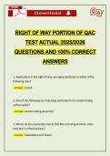 RIGHT OF WAY PORTION OF QAC TEST ACTUAL 2026 QUESTIONS AND 100&percnt; CORRECT ANSWERS