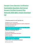 Georgia Crane Operator Certification   Examination Questions And Correct   Answers &lpar;Verified Answers&rpar; Plus   Rationale 2026 Q&A&vert; Instant Download   Pdf  