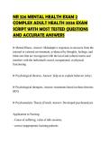 NR 326 MENTAL HEALTH EXAM 2 COMPLEX ADULT HEALTH 2026 EXAM SCRIPT WITH MOST TESTED QUESTIONS AND ACCURATE ANSWERS