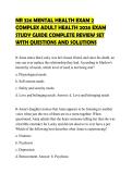 NR 326 MENTAL HEALTH EXAM 2 COMPLEX ADULT HEALTH 2026 EXAM STUDY GUIDE COMPLETE REVIEW SET WITH QUESTIONS AND SOLUTIONS